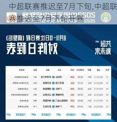 中超联赛推迟至7月下旬,中超联赛推迟至7月下旬开赛