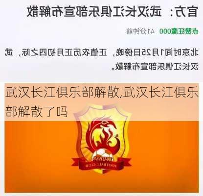 武汉长江俱乐部解散,武汉长江俱乐部解散了吗