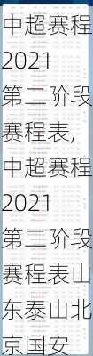 中超赛程2021第二阶段赛程表,中超赛程2021第二阶段赛程表山东泰山北京国安