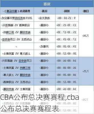 CBA公布总决赛赛程,cba公布总决赛赛程表