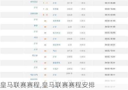 皇马联赛赛程,皇马联赛赛程安排