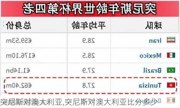 突尼斯对澳大利亚,突尼斯对澳大利亚比分多少