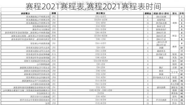 赛程2021赛程表,赛程2021赛程表时间