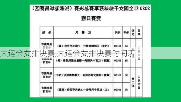 大运会女排决赛,大运会女排决赛时间表