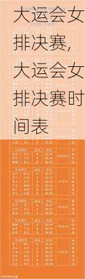 大运会女排决赛,大运会女排决赛时间表