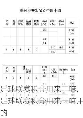 足球联赛积分用来干嘛,足球联赛积分用来干嘛用的