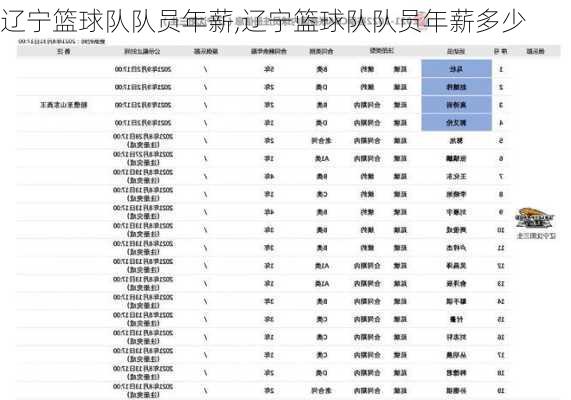 辽宁篮球队队员年薪,辽宁篮球队队员年薪多少