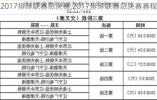 2017排球联赛总决赛,2017排球联赛总决赛赛程