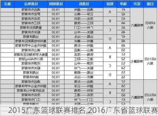 2015广东篮球联赛排名,2016广东省篮球联赛