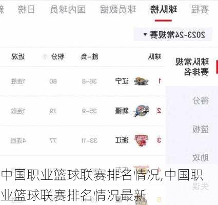 中国职业篮球联赛排名情况,中国职业篮球联赛排名情况最新