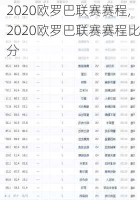 2020欧罗巴联赛赛程,2020欧罗巴联赛赛程比分