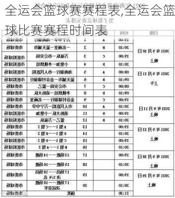 全运会篮球赛赛程表,全运会篮球比赛赛程时间表