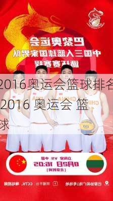 2016奥运会篮球排名,2016 奥运会 篮球