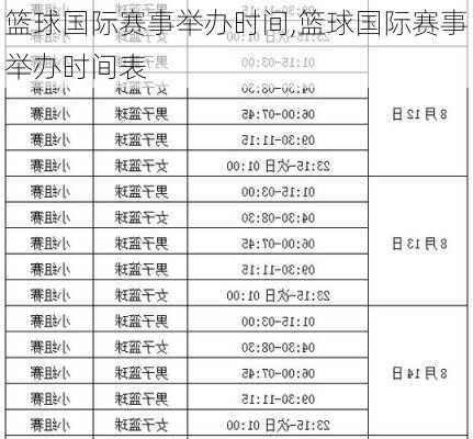 篮球国际赛事举办时间,篮球国际赛事举办时间表