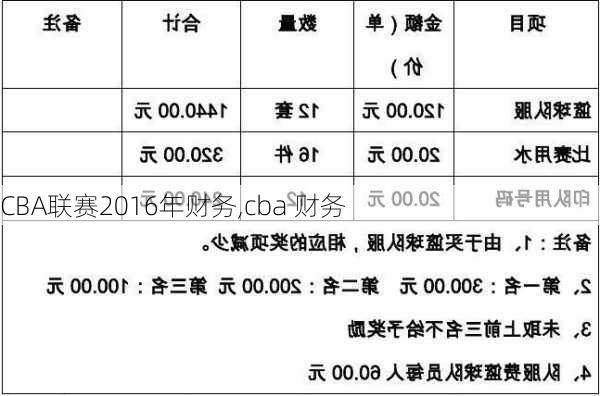 CBA联赛2016年财务,cba 财务