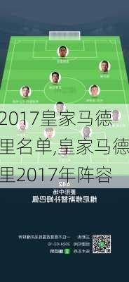 2017皇家马德里名单,皇家马德里2017年阵容