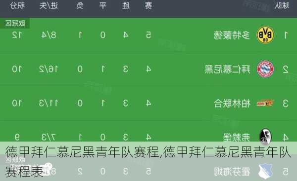 德甲拜仁慕尼黑青年队赛程,德甲拜仁慕尼黑青年队赛程表