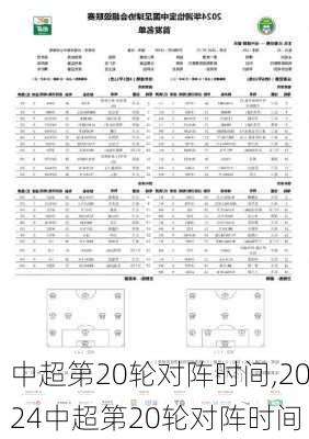 中超第20轮对阵时间,2024中超第20轮对阵时间