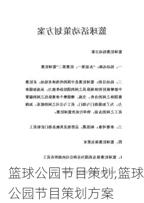 篮球公园节目策划,篮球公园节目策划方案