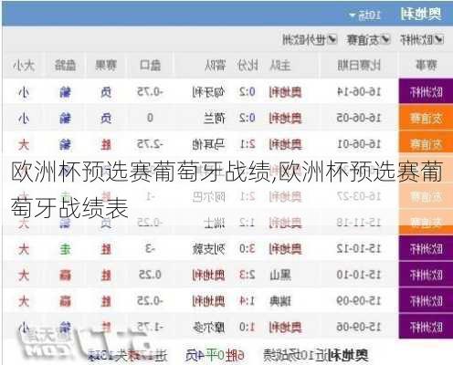 欧洲杯预选赛葡萄牙战绩,欧洲杯预选赛葡萄牙战绩表