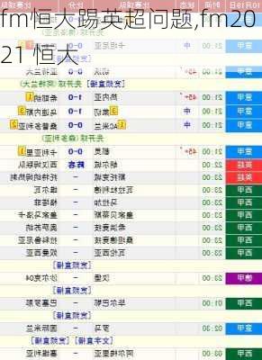 fm恒大踢英超问题,fm2021 恒大