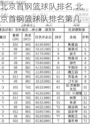 北京首钢篮球队排名,北京首钢篮球队排名第几