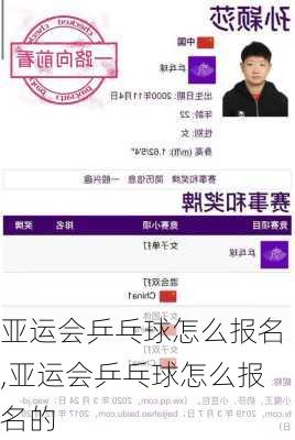 亚运会乒乓球怎么报名,亚运会乒乓球怎么报名的