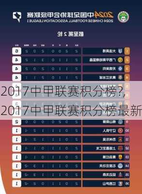 2017中甲联赛积分榜?,2017中甲联赛积分榜最新