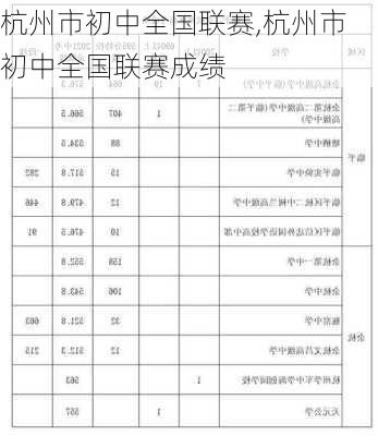 杭州市初中全国联赛,杭州市初中全国联赛成绩