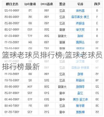 篮球老球员排行榜,篮球老球员排行榜最新