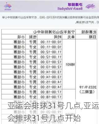 亚运会排球31号几点,亚运会排球31号几点开始