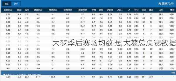 大梦季后赛场均数据,大梦总决赛数据