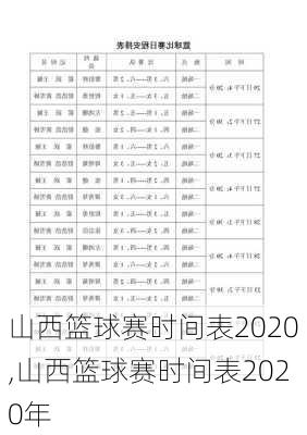 山西篮球赛时间表2020,山西篮球赛时间表2020年