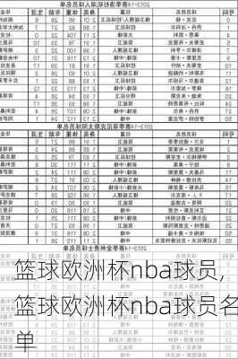 篮球欧洲杯nba球员,篮球欧洲杯nba球员名单