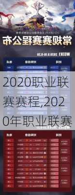 2020职业联赛赛程,2020年职业联赛