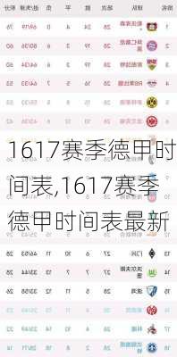 1617赛季德甲时间表,1617赛季德甲时间表最新