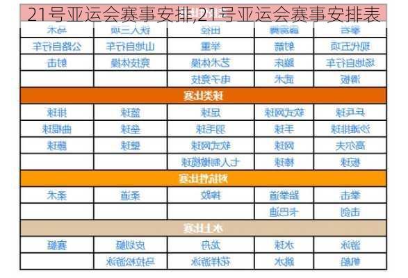 21号亚运会赛事安排,21号亚运会赛事安排表