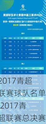 2017青超联赛球队名单,2017青超联赛总决赛