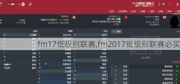 fm17低级别联赛,fm2017低级别联赛必买