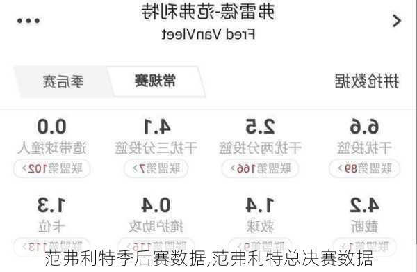 范弗利特季后赛数据,范弗利特总决赛数据