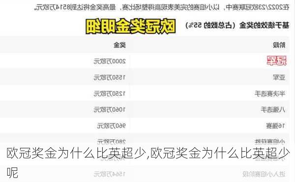 欧冠奖金为什么比英超少,欧冠奖金为什么比英超少呢
