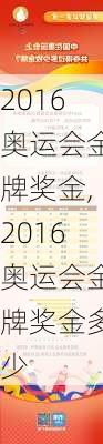 2016奥运会金牌奖金,2016奥运会金牌奖金多少