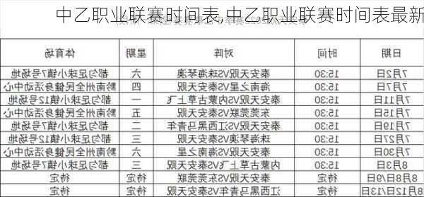 中乙职业联赛时间表,中乙职业联赛时间表最新