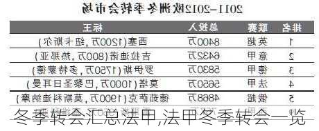 冬季转会汇总法甲,法甲冬季转会一览