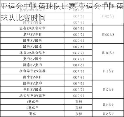 亚运会中国篮球队比赛,亚运会中国篮球队比赛时间