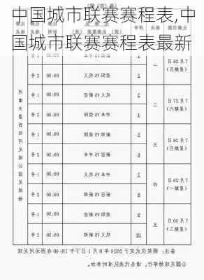 中国城市联赛赛程表,中国城市联赛赛程表最新