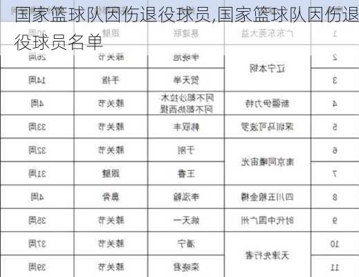 国家篮球队因伤退役球员,国家篮球队因伤退役球员名单