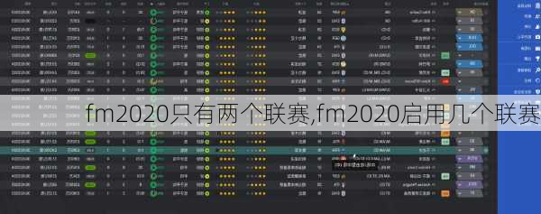 fm2020只有两个联赛,fm2020启用几个联赛