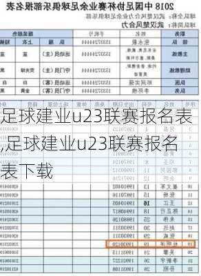 足球建业u23联赛报名表,足球建业u23联赛报名表下载