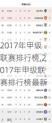 2017年甲级联赛排行榜,2017年甲级联赛排行榜最新